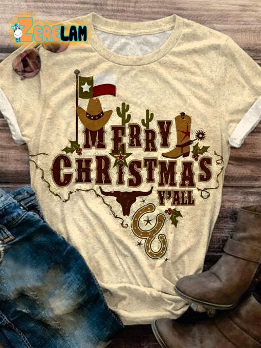 Vintage Western Merry Christmas Y’all T-shirt