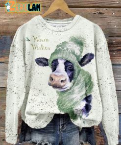 Warm Wishes Cow Christmas Sweatshirt