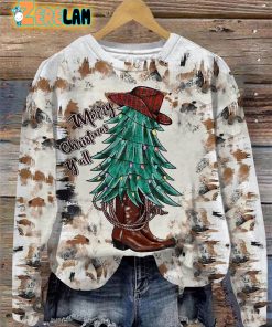 Western Merry Christmas Y’all Christmas Tree Sweatshirt