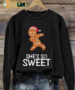 Women'S Casual Christmas Shes So Sweet Gingerbread Sweatshirt 1