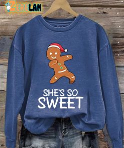 WomenS Casual Christmas Shes So Sweet Gingerbread Sweatshirt 2