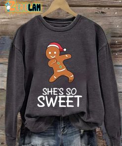 WomenS Casual Christmas Shes So Sweet Gingerbread Sweatshirt 4