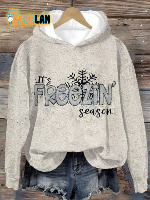 Women’S Casual Freezin Season Printed Casual Hooded Sweatshirt