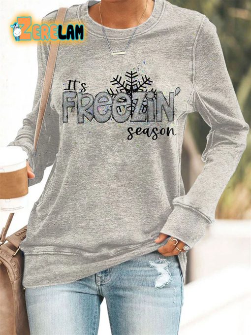 Women’s Casual Freezin Season Printed Long Sleeve Sweatshirt