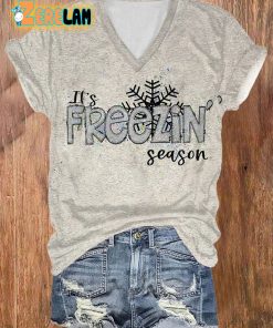 Women’s Casual Freezin Season Printed Short Sleeve T-Shirt