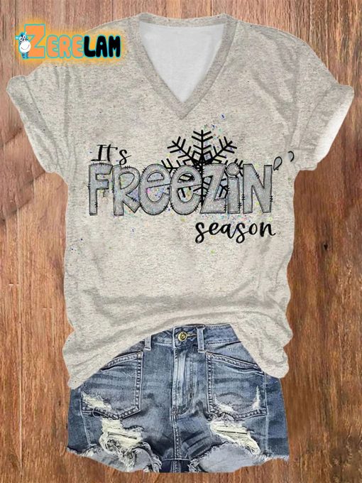 Women’s Casual Freezin Season Printed Short Sleeve T-Shirt