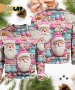 Women’s Christmas Pink Santa Print Ugly Sweater