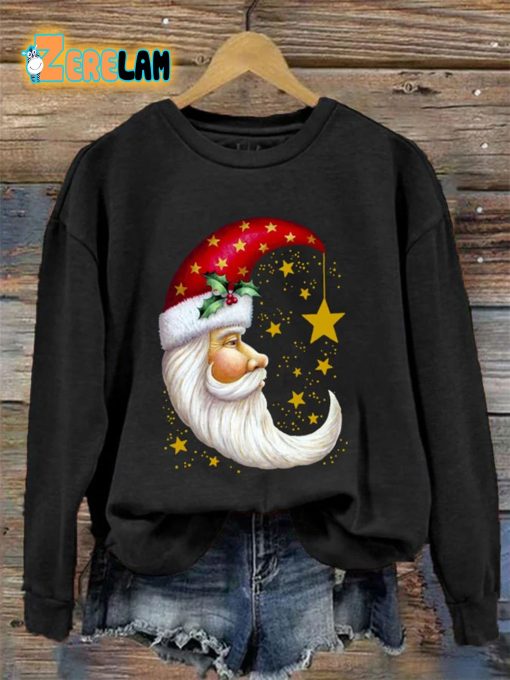 Women’s Christmas Santa Print Crew Neck Sweatshirt
