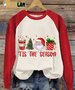 Women's Christmas Tis The Season Santa Printed Sweatshirt 2