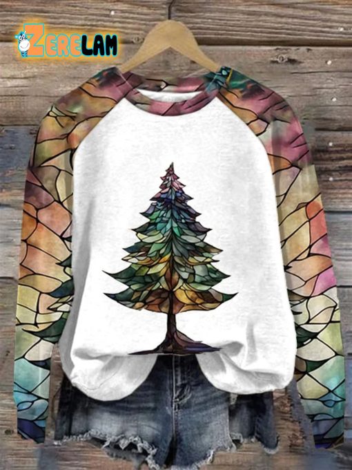 Women’s Christmas Tree Print Casual Sweatshirt