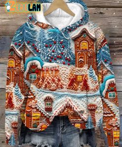 Women’s Christmas Village Print Hoodie