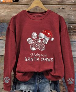 Womens Christmas Vintage I Believe In Santa Paws Printed Sweatshirt 2