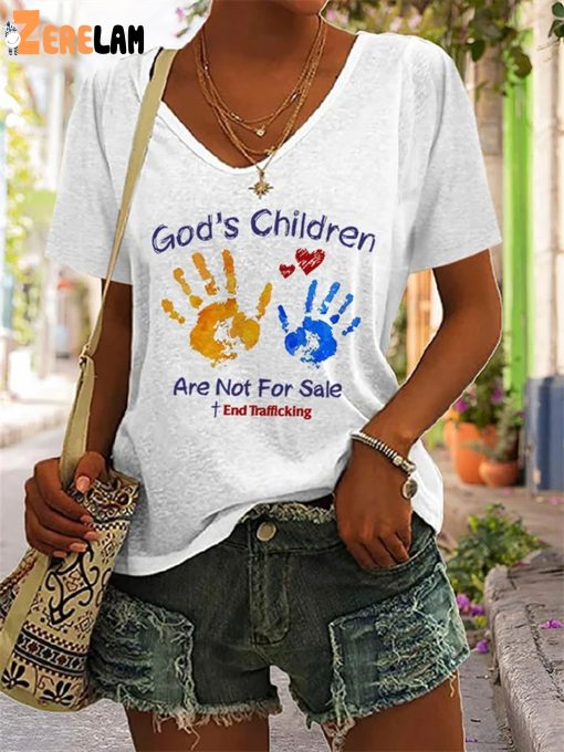 Women’s God’S Children Are Not For Sale Print Short Sleeve T-Shirt