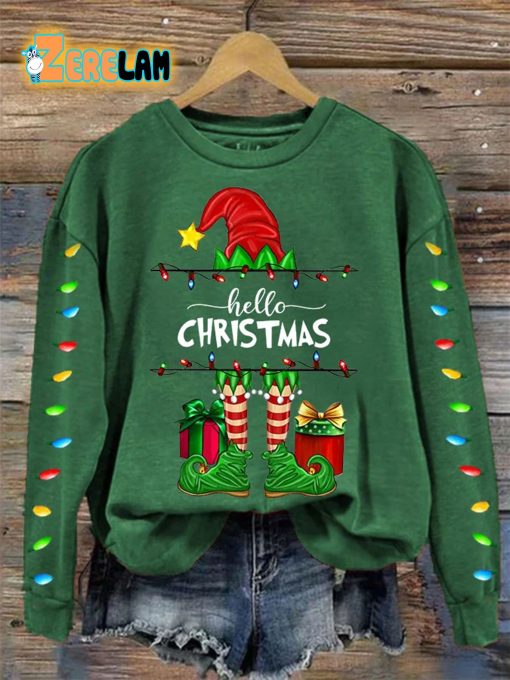 Women’s Grinch Hello Christmas Print Crew Neck Sweatshirt