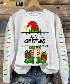 Womens Grinch Hello Christmas Print Crew Neck Sweatshirt 3