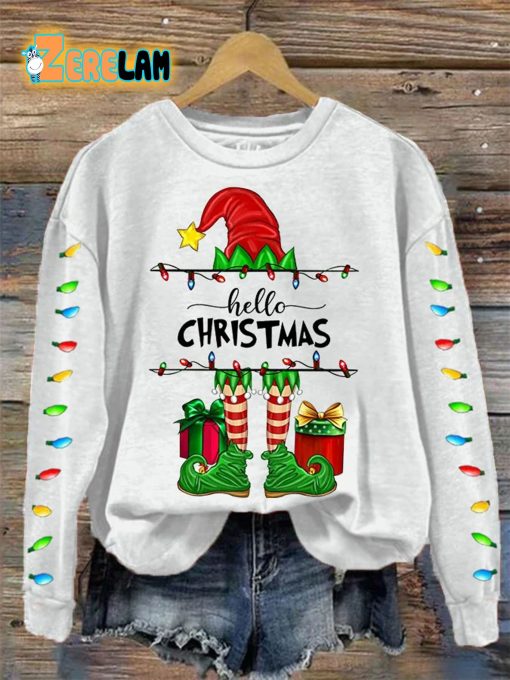 Women’s Grinch Hello Christmas Print Crew Neck Sweatshirt