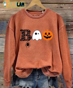 Women’s Halloween Boo Print Casual Sweatshirt