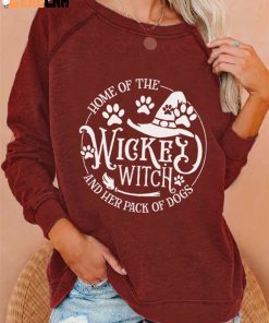 Women's Halloween Home Of The Wicked Witch And Her Pack Of Dogs Printed Casual Sweatshirt 1