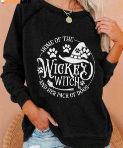 Womens Halloween Home Of The Wicked Witch And Her Pack Of Dogs Printed Casual Sweatshirt 2