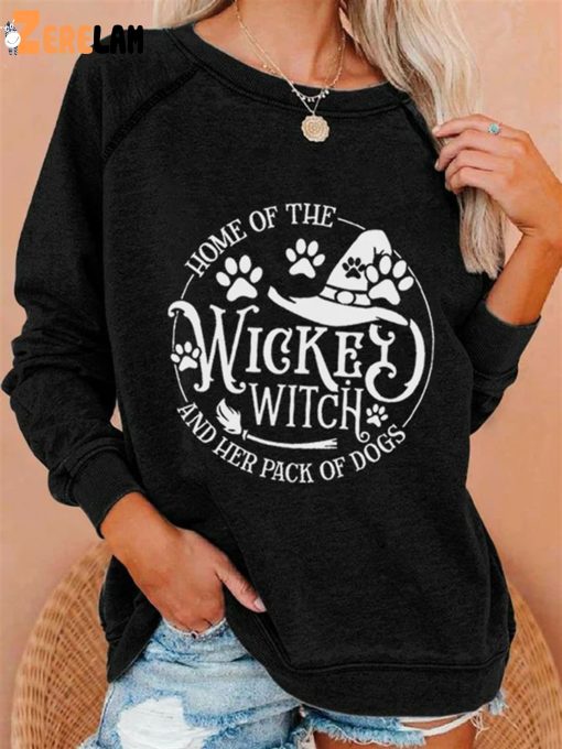 Women’s Halloween Home Of The Wicked Witch And Her Pack Of Dogs Printed Casual Sweatshirt