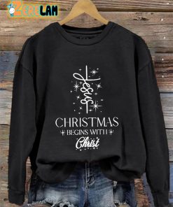 Womens Jesus Christmas Begins With Christ Sweatshirt 2
