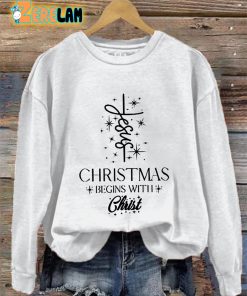 Womens Jesus Christmas Begins With Christ Sweatshirt 3