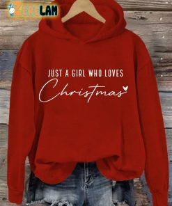 Womens Just A Girl Who Loves Christmas Hoodie 1