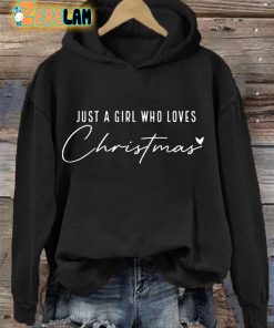 Womens Just A Girl Who Loves Christmas Hoodie 2