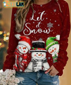Women’s Let It Snow Christmas Snowman Sweatshirt