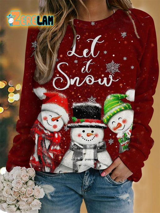 Women’s Let It Snow Christmas Snowman Sweatshirt