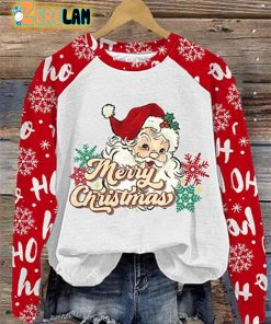 Women’s Merry Christmas Ho Ho Ho Santa Print Sweatshirt