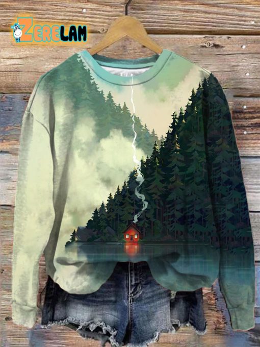 Women’s Red House In The Forest Sweatshirt