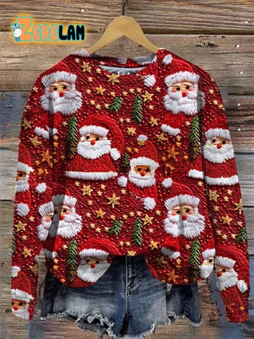 Women’s Santa Claus Print Crew Neck Sweatshirt