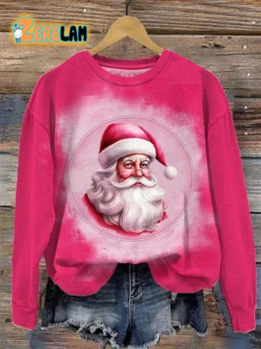 Women’s Santa Pink Print Sweatshirt