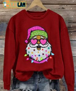 Women’s Shiny Santa Print Sweatshirt