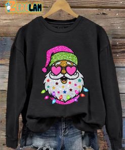 Womens Shiny Santa Print Sweatshirt 3