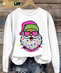 Womens Shiny Santa Print Sweatshirt 4