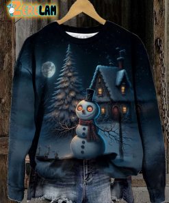Women’s Skull Snowman Christmas Sweatshirt