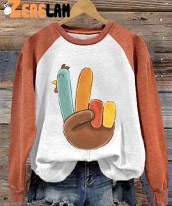 Women’s Thanksgiving Hand Gesture Yay Cute Turkey Sweatshirt