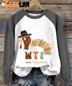 Womens WTF Wine Turkey Family Casual Sweatshirt 2