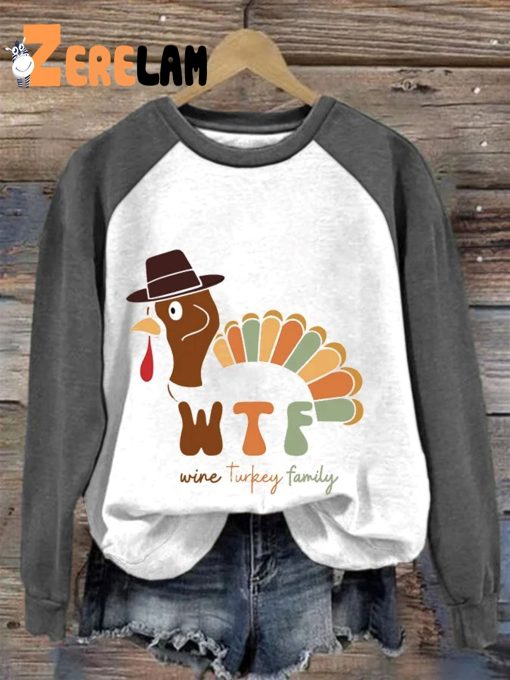 Women’s WTF Wine Turkey Family Casual Sweatshirt