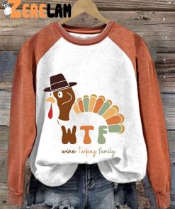 Womens WTF Wine Turkey Family Casual Sweatshirt 3