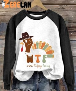 Womens WTF Wine Turkey Family Casual Sweatshirt 4