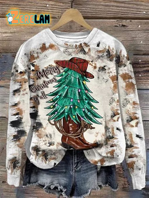 Women’s Western Christmas Tree Merry Christmas Yall Sweatshirt