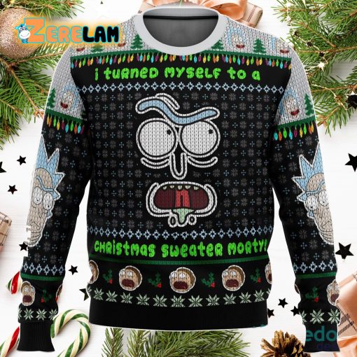 I Turned Myself Into A Christmas Sweater Rick And Morty Ugly Sweater