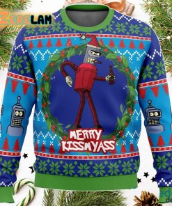 Merry Kissmyass Futurama Christmas Ugly Sweater