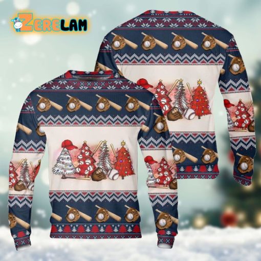 3d Baseball Christmas Trees Ugly Sweater