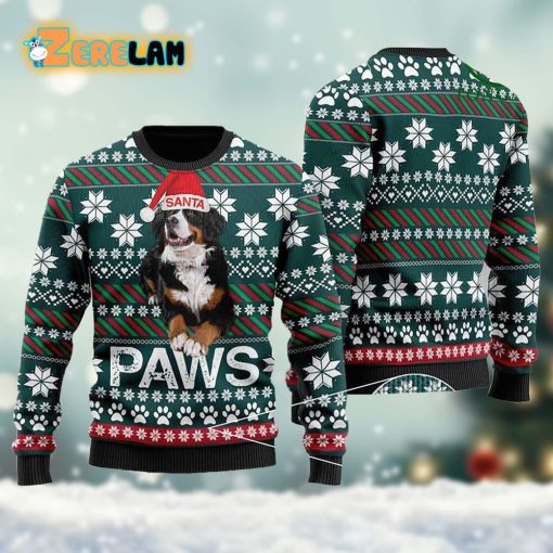 3d Bernese Mountain Dog Santa Printed Christmas Ugly Sweater