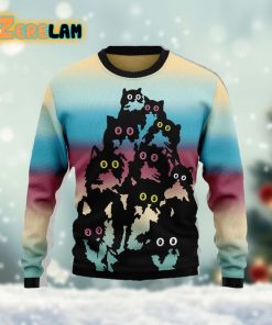 3d Printed Lovely Black Cat Christmas Ugly Sweater