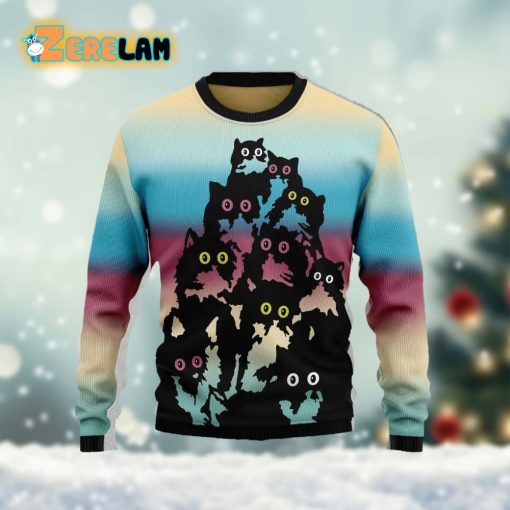 3d Printed Lovely Black Cat Christmas Ugly Sweater